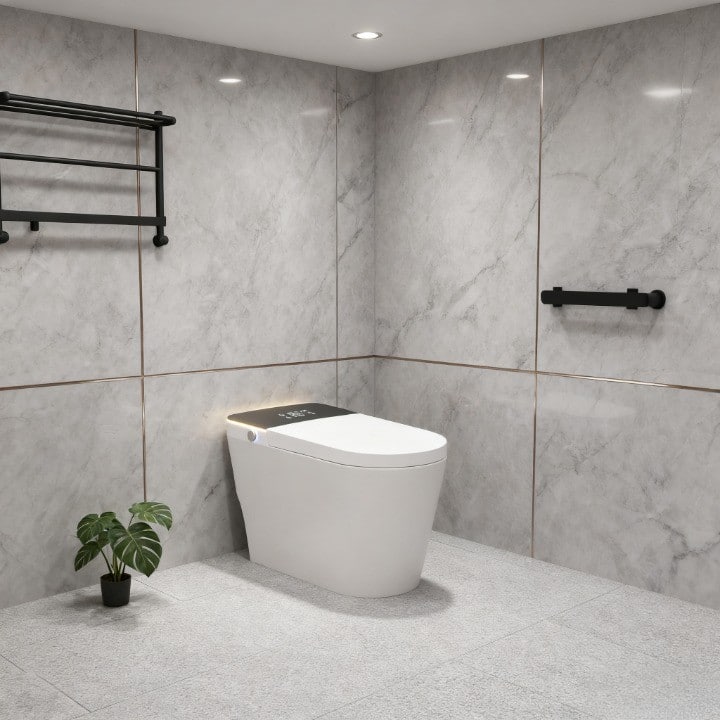 Front. Mirfee - Smart Bidet Toilet w/ Heated Seat | Foot Sensor Flush | Warm Water Wash & Foam Shield - White.