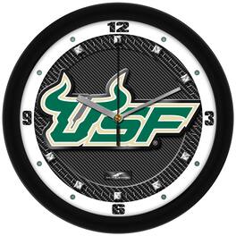 MpDirect - South Florida Bulls 11.5'' Suntime Premium Glass Face Carbon Fiber Wall Clock - Multicolor