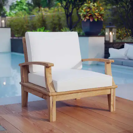 Front. Modway - Marina Outdoor Patio Teak Armchair by Modway - Natural White.