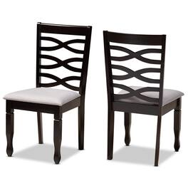 Baxton Studio - Lanier Modern Fabric Upholstered Espresso Finished Wood 2-Piece Dining Chair Set - Grey/Dark Brown