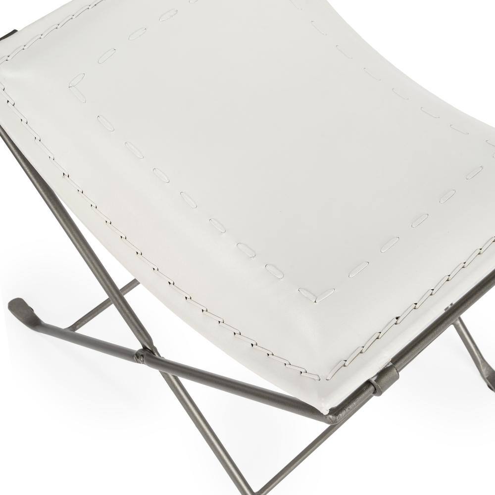 Alt View 2. Butler Specialty - Melton Leather 21.5"W Accent Stool - White.
