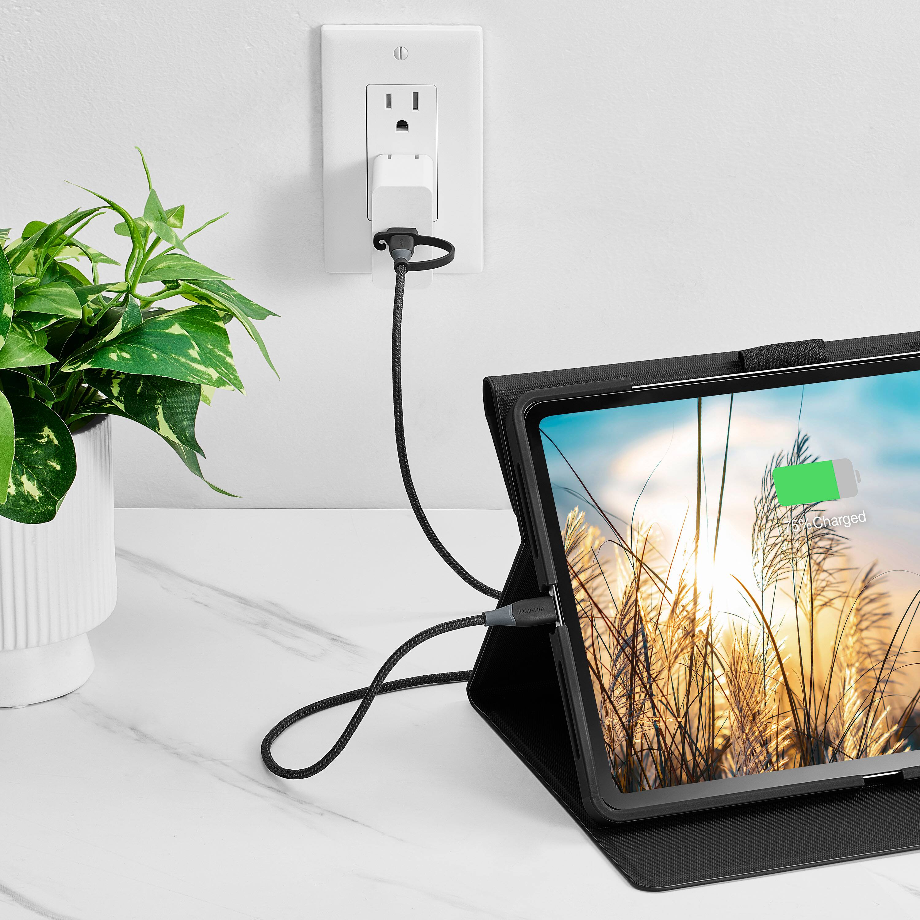 Alt View 3. Insignia™ - 6’ 2-in-1 USB-C to USB-C Charge-and-Sync Cable with USB Adapter - Black.