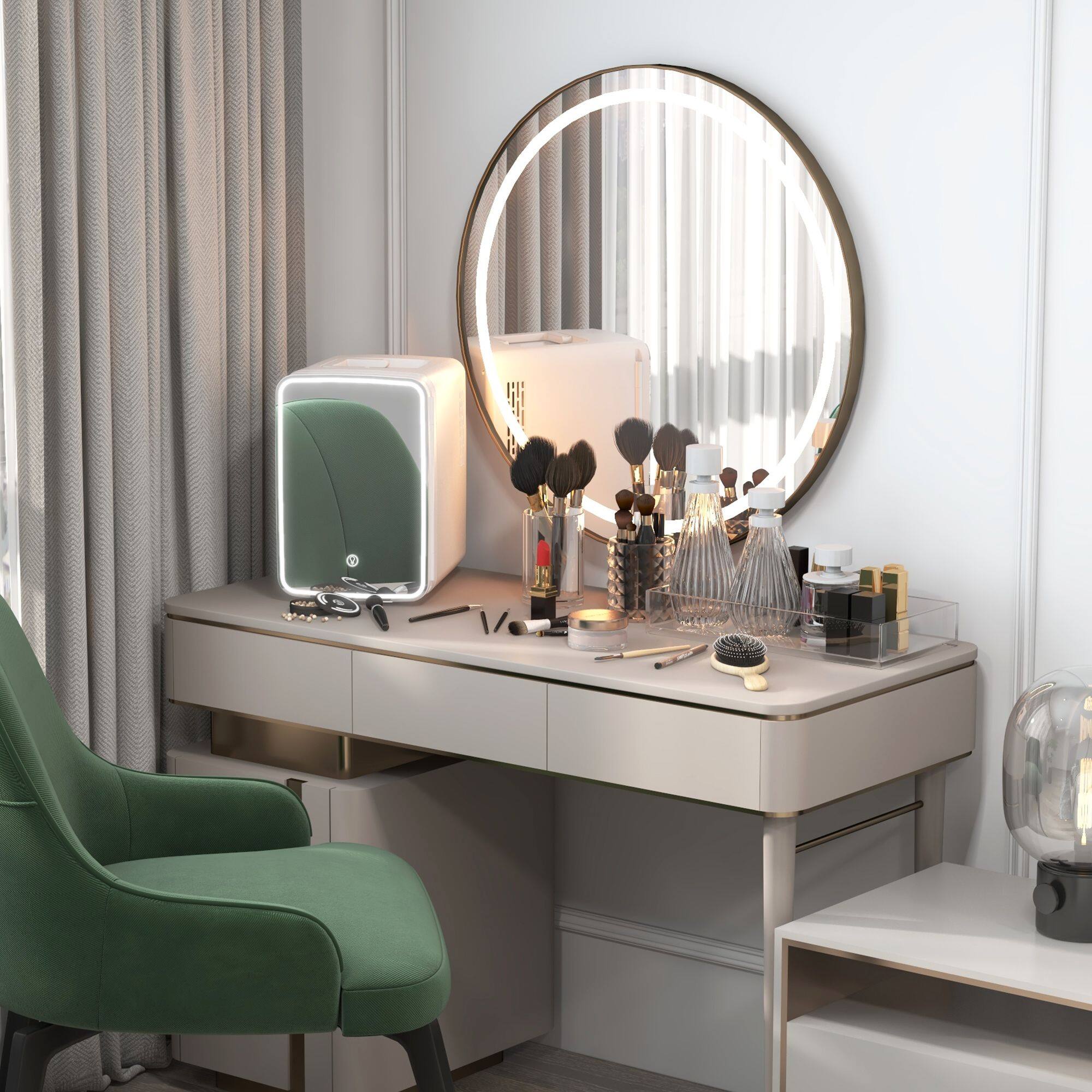 Alt View 6. Tiramisubest - Skincare Fridge for Bedroom, Car with LED Mirror, Cooler and Warmer, AC/DC Powered Mini Fridge for Skincare, Beverage - White.