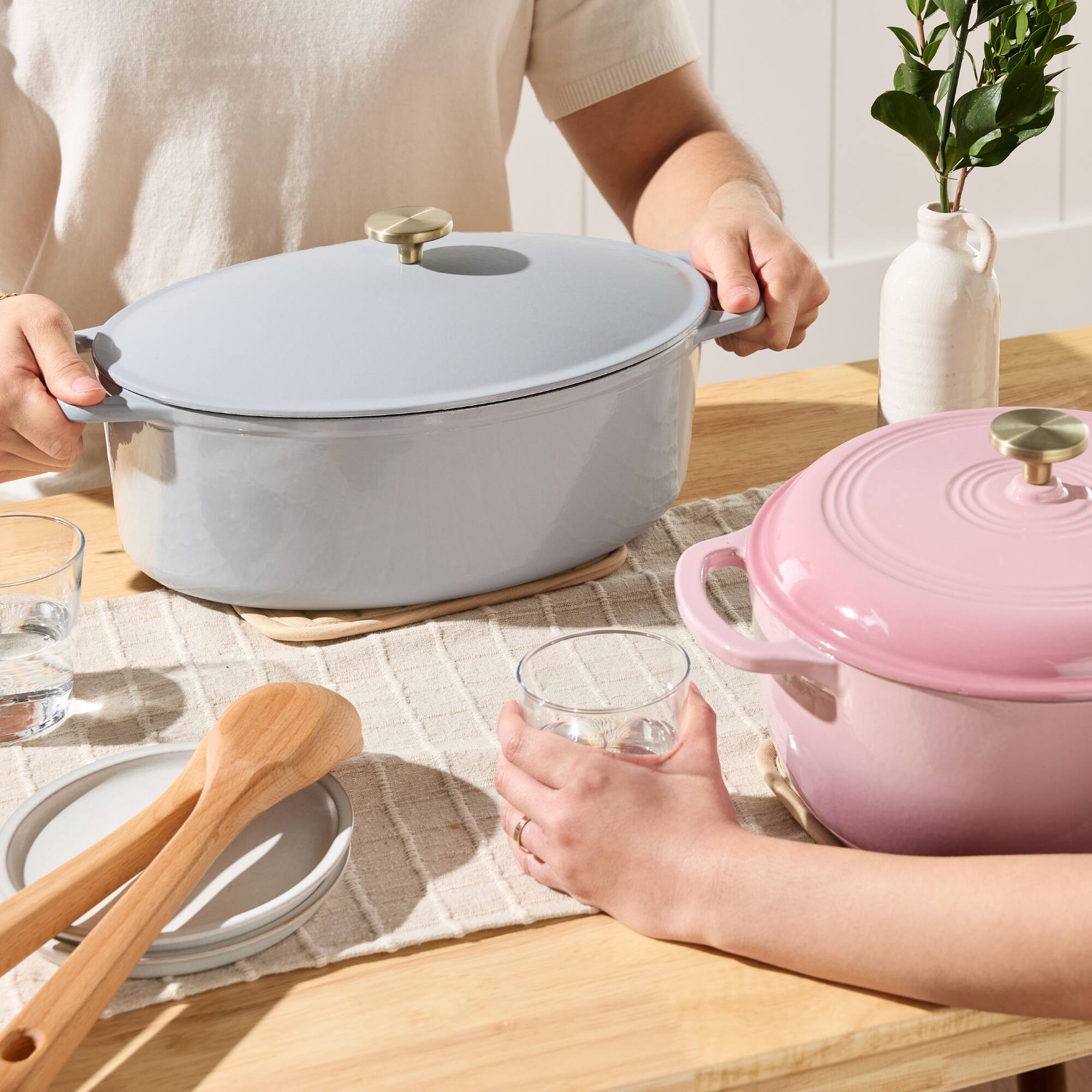 Alt View 4. Best Choice Products - Best Choice Products Oval 7.5 Quart Cast-Iron Dutch Oven, Heavy-Duty w/ Enamel, Side Handles - French Gray - French Gray.