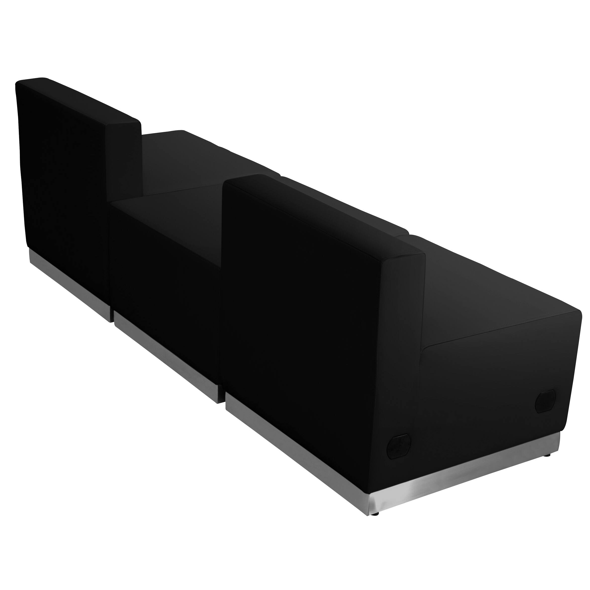 Alt View 3. Emma + Oliver - Faux Leather Modular Reception Seating Configuration, 3 Pieces - Black.
