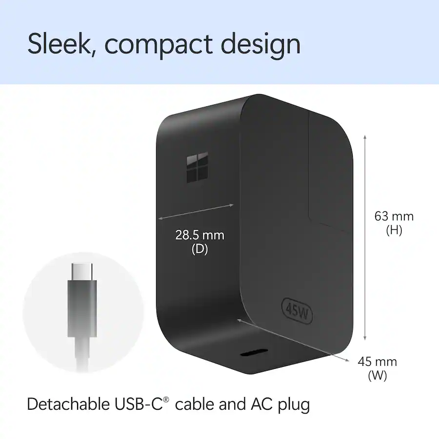Microsoft Surface 45W USB C Wall Charger Black EP229813 Best Buy
