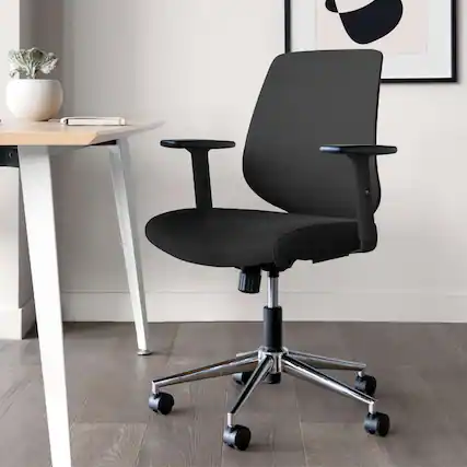 Front. Branch Furniture - Daily Chair – Office Chair with Swivel, Lumbar Support, Adjustable Arms, Sustainable & Comfortable Seating - Black.