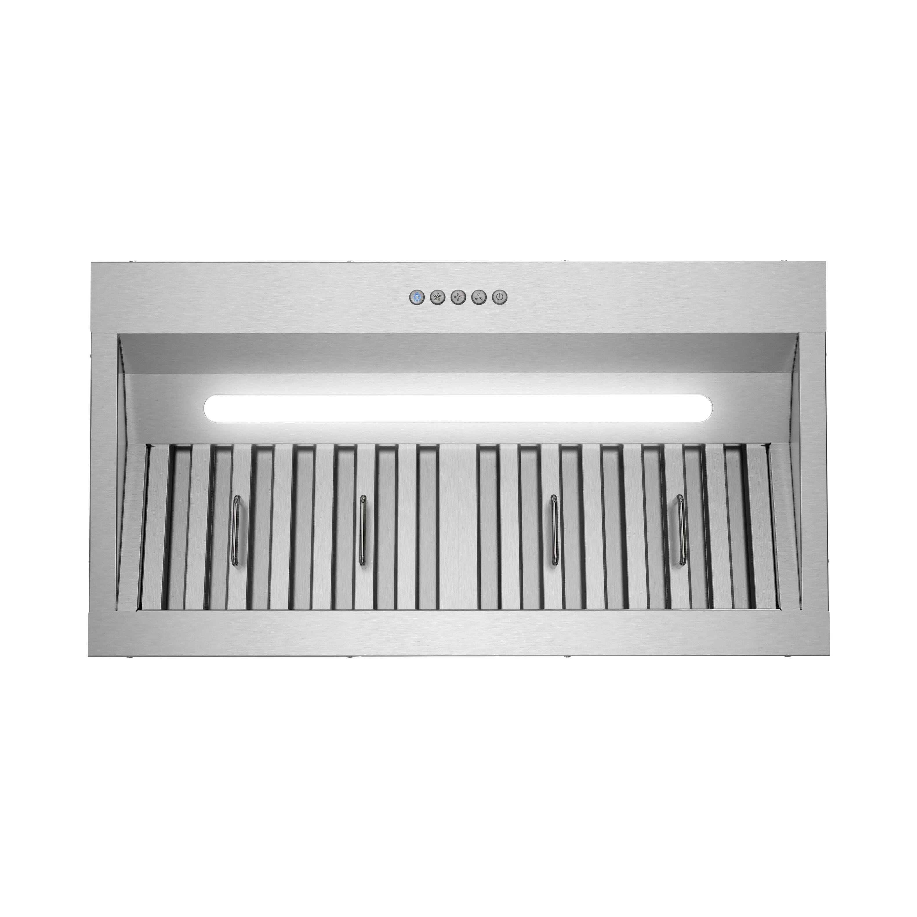 Alt View 7. Streamline - 28 in. Alcamo Ducted Insert 350 CFM Range Hood, Baffle Filters, Electronic Button Control, LED Light - Brushed Stainless Steel.