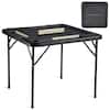 Front. VEVOR - Mahjong Table,Square 4 Player Folding Card Table with 4 Cup Holders & 4 Chip Trays,with 1 Set of Dominoes,35.4x35.4-inch - Black.