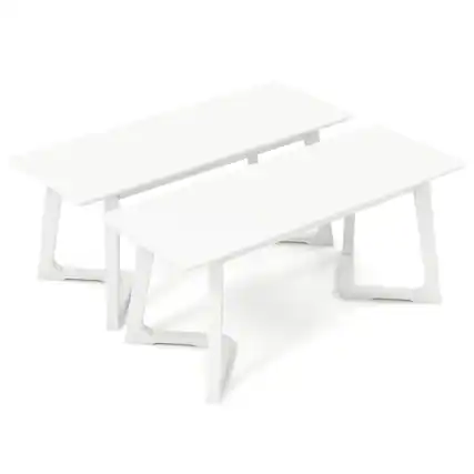 Front. Costway - Costway 2 PCS 42" Modern Entryway Bench with Rubber Wood Legs Smooth Seating Area - White.