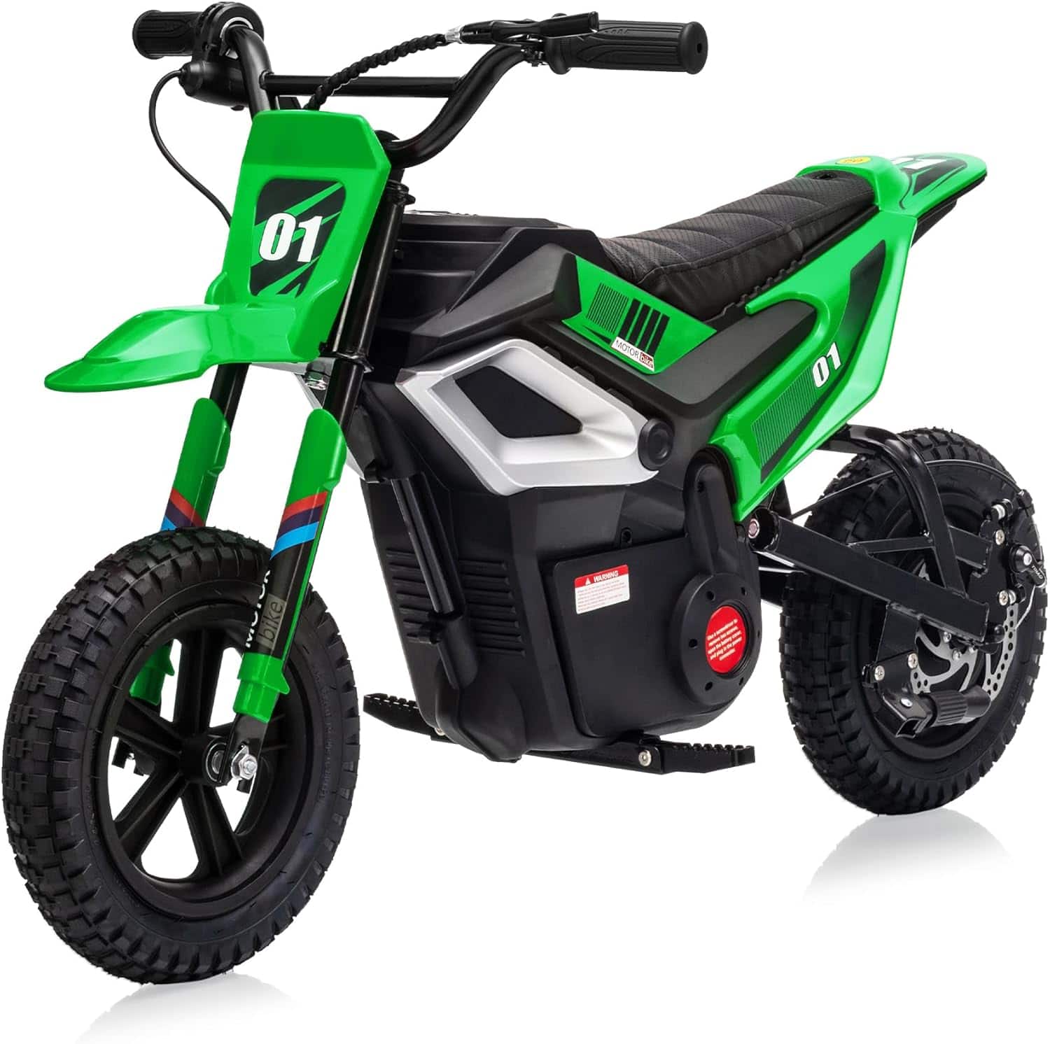 Homhougo - 24V Kids Electric Dirt Bike, 350W Mini Off-Road Motorcycle, 12” Fat Tires, Up to 14 MPH