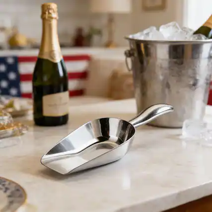 Front. Malletson - Ice Scoop Stainless Steel Ergonomic Handle for Bars and Kitchens - Dishwasher Safe - Sliver.