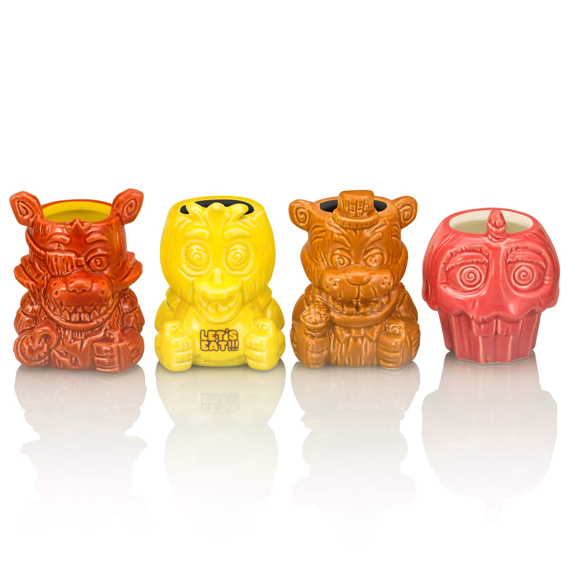 ThinkGeek - Geeki Tikis Five Nights At Freddy's 4-Piece Ceramic Mini Muglet Set - Multi-Colored