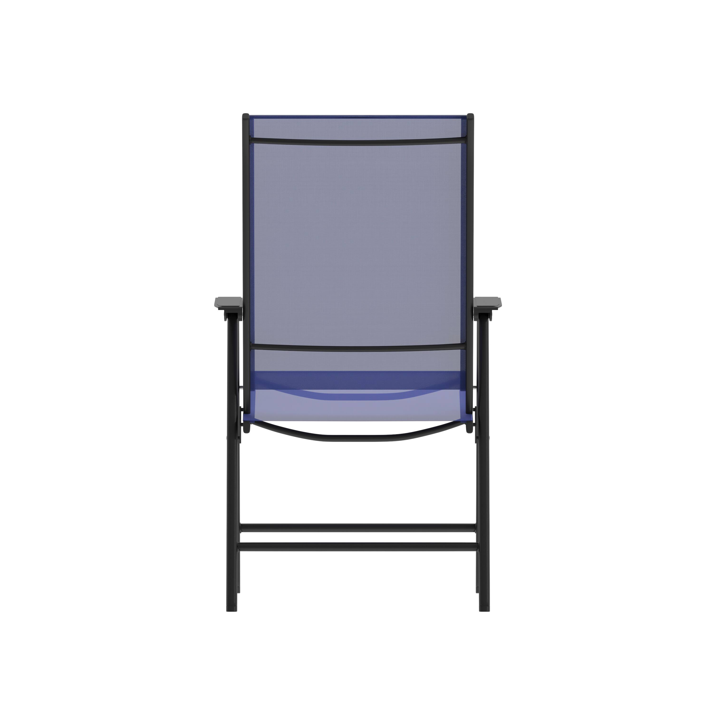 Alt View 8. Emma + Oliver - Outdoor Folding Patio Sling Chair / Portable Chair (2 Pack) - Navy.