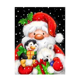 Trademark Fine Art - MAKIKO Santa,Polar Bear And Penguin Canvas Art - 24x32 - Multicolor