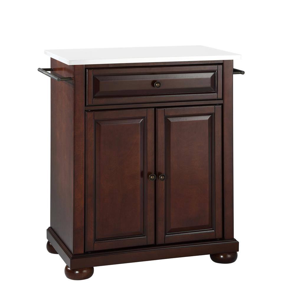 Back. Crosley Furniture - Alexandria Stone Top Portable Kitchen Island/Cart - Mahogany.
