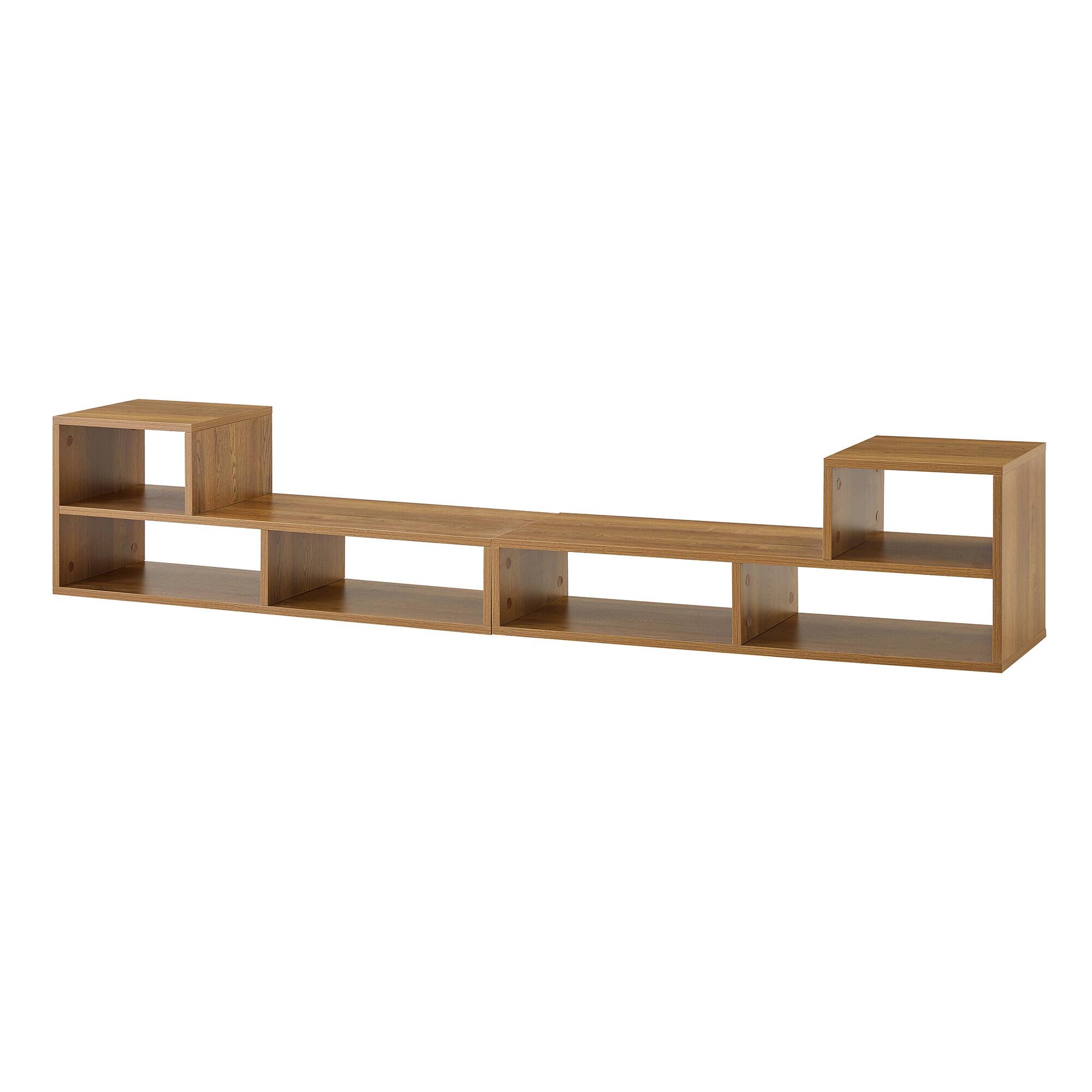 Alt View 8. Loheer - Loheer- Modular Extendable TV Stand Rustic Wood Media Console Open Storage for Living Room 0.98x1.12 Ft - Wood.