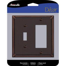 AMERELLE - Imperial Bead Aged 2 gang Die-Cast Metal Toggle Wall Plate 1 pk - Bronze