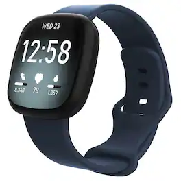 StrapsCo - Active Band Silicone Rubber Watch Strap For Fitbit Versa 4 (Short-Medium) - Midnight Blue