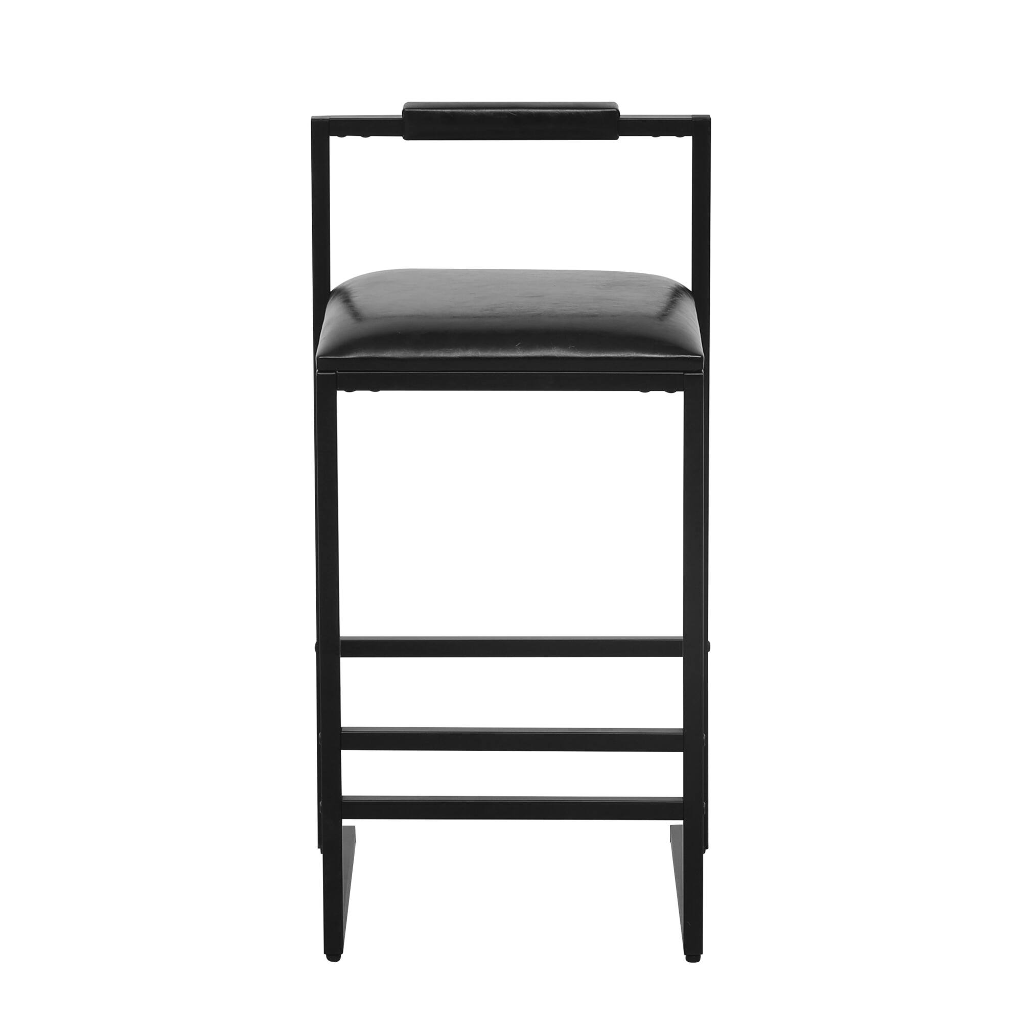 Alt View 7. GOODSILO - Set of 2 Modern Counter Height Barstools with Upholstered Seats and Metal Legs for Kitchen and Dining Areas - Black.