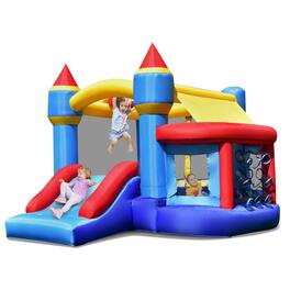 Costway - InflatableBounce House Castle Slide Bouncer Kids Shooting Net/Without Blower - Multicolor