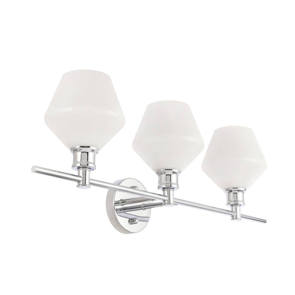 Alt View 3. Living District - Gene 3 light Chrome and Frosted white glass Wall sconce - Chrome And Frosted White Glass.