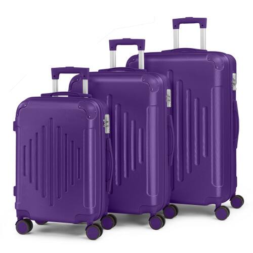 Alt View 1. Winado - 3 Piece 20" 24" 28" Carry On Luggage Set Spinner Wheels Trolley Hardside Suitcase Sets with TSA Lock for Travel Business - Purple.