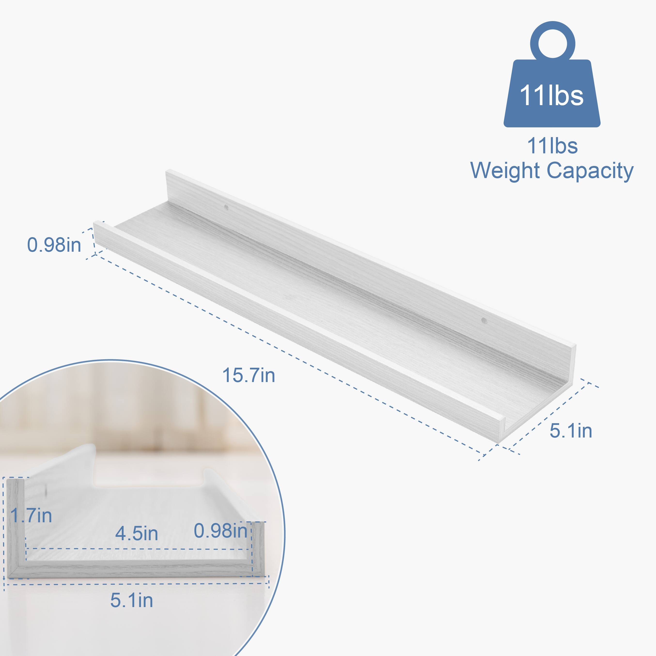 11lbs Weight Capacity

0.98in

15.7in

5.1in

1.7in

4.5in

0.98in