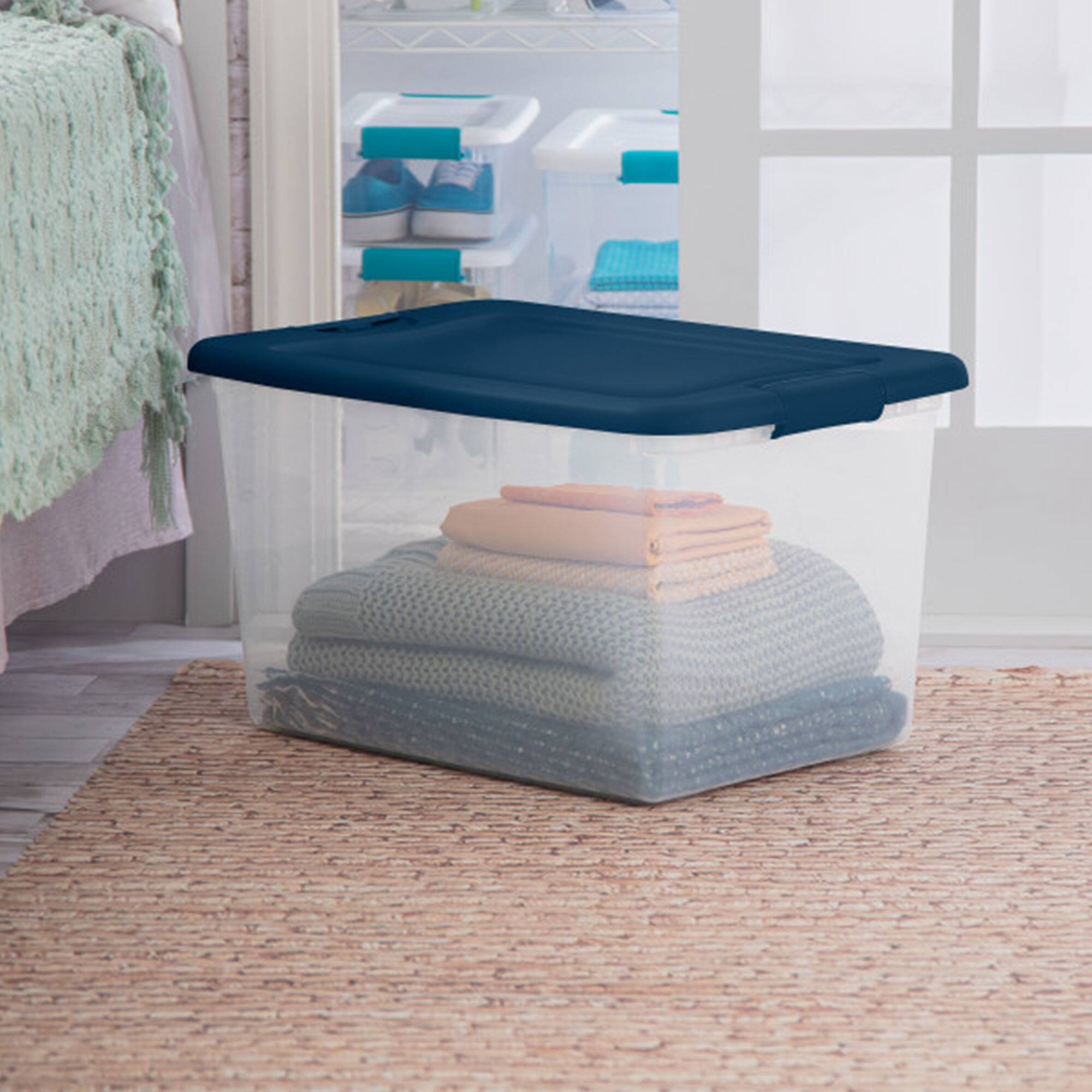 Alt View 8. Sterilite - Sterilite 64 Quart Latching Plastic Storage Container Tote, Marine Blue, 12 Pack - Blue.