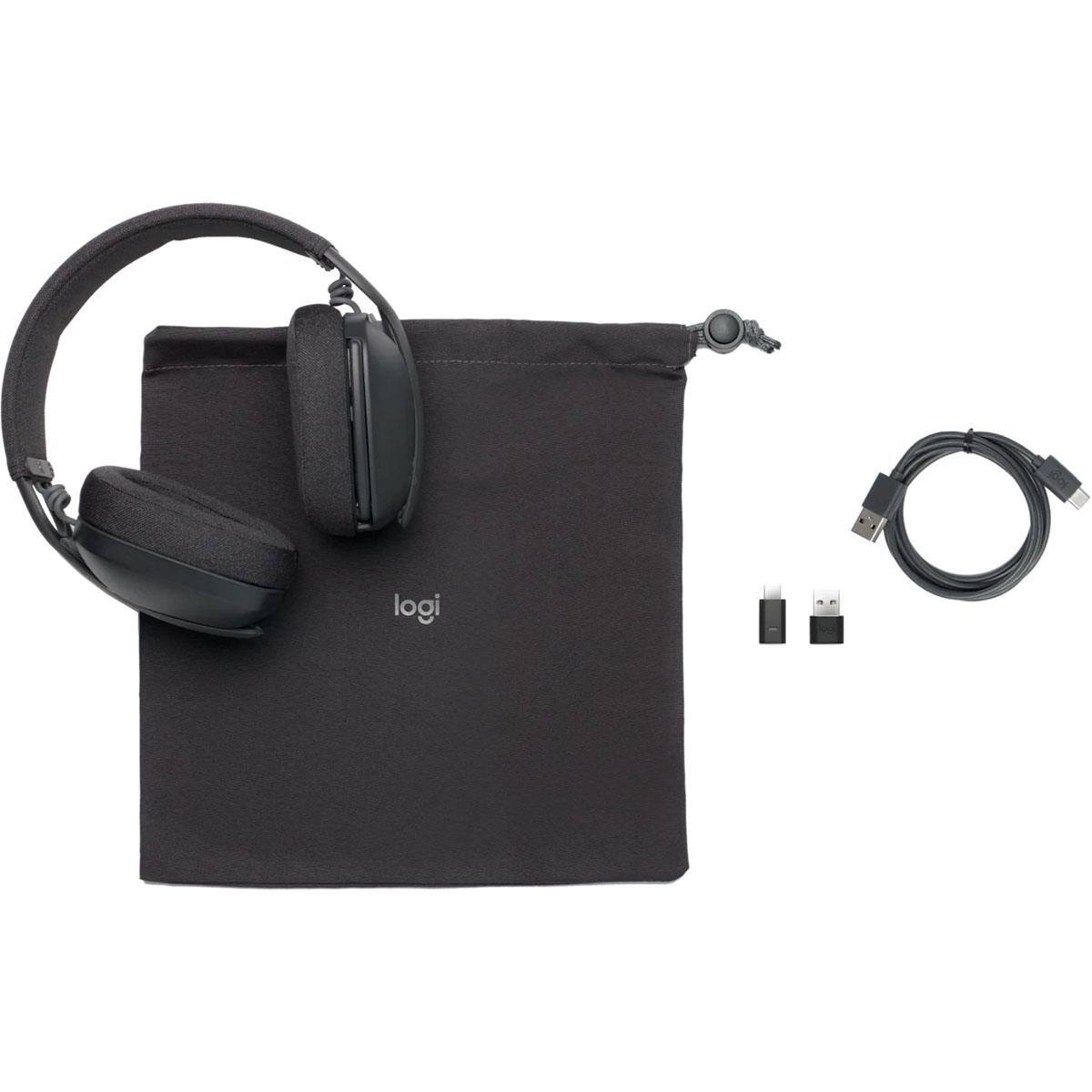 Alt View 5. Logitech - Logitech Zone Vibe Wireless Headset - Microsoft Teams Certification Native Bluetooth headphones - Graphite - Graphite.