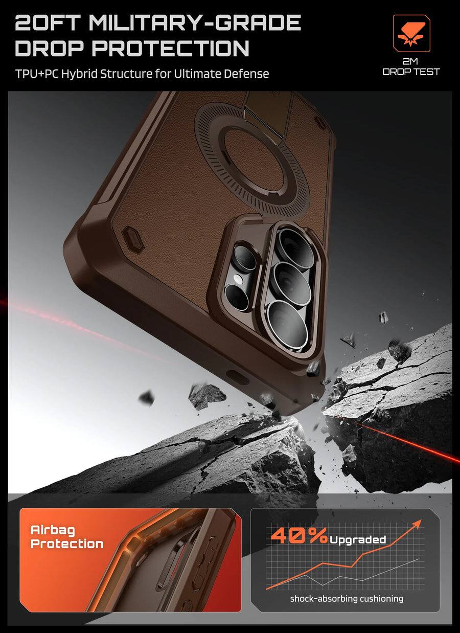 20FT MILITARY-GRADE DROP PROTECTION  
TPU+PC Hybrid Structure for Ultimate Defense  

2M DROP TEST  

Airbag Protection  

40% Upgraded shock-absorbing cushioning