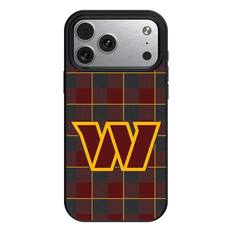 Front. Keyscaper - Washington Commanders Plaid Magnetic Bump iPhone Case - 15 - Black.