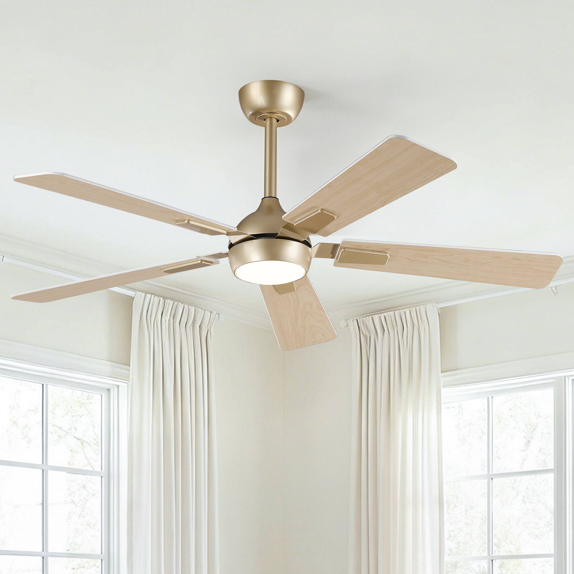 Alt View 1. Vaczon - Vaczon 52" Modern Smart Gold Ceiling Fan with LED Light and Remote, APP Control - Gold.