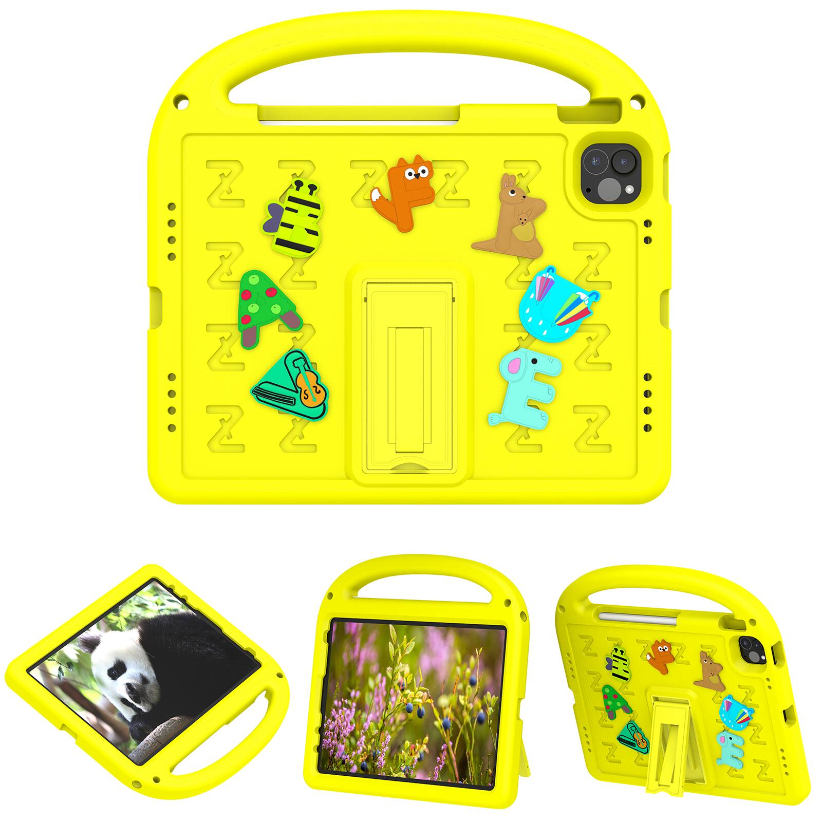 Front. Dteck - Kids Shock-absorbent TPU Tablet Case for Apple iPad (A16) 11" 2025/10th Gen 2022 with Shoulder Strap & Pen Holder Cover - Yellow.