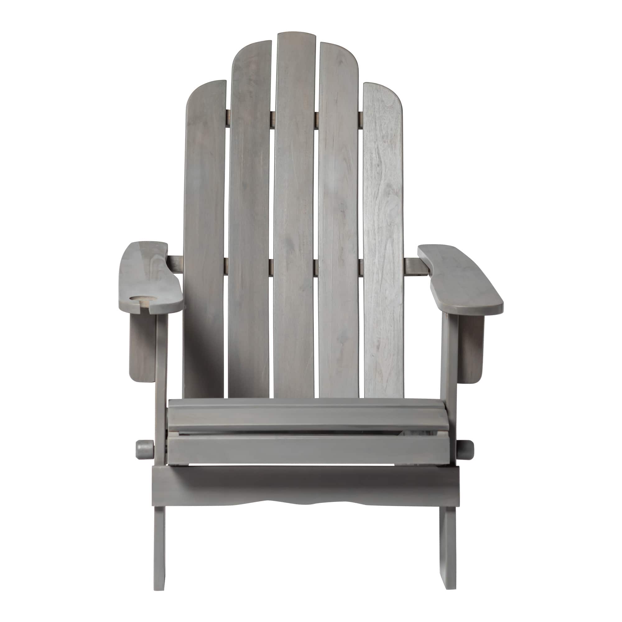 Front. Walker Edison - Everest Acacia Wood Adirondack Chair - Gray Wash.