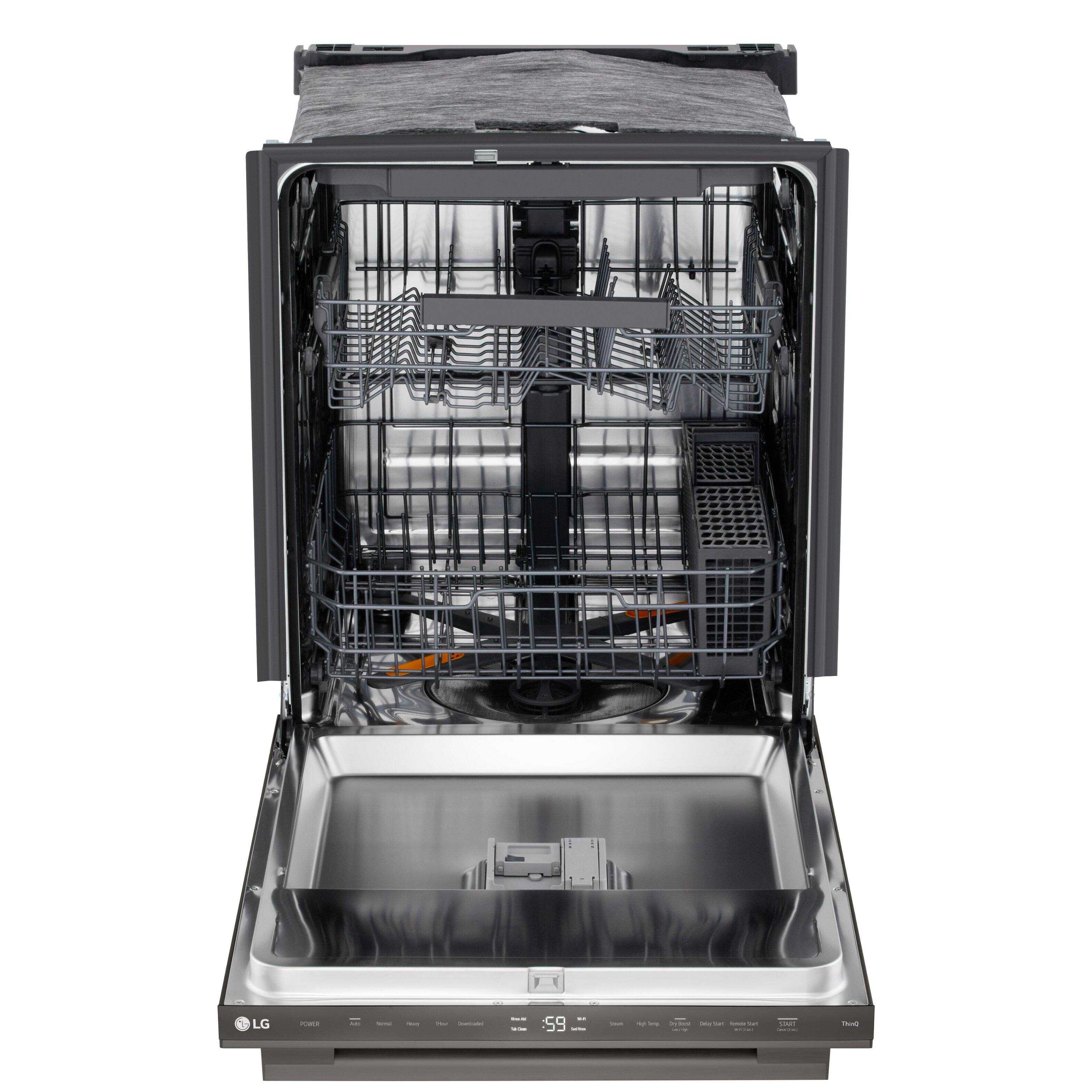 Alt View 6. LG - FlushFit 24" Top Control Smart Built-In Stainless Steel Tub Dishwasher with 3rd Rack, 1-Hour Wash & Dry Cycle and 46dBA - Black Stainless Steel.