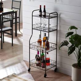 Kings Brand Furniture - serving cart is a stylish and useful addition to your dining space - Pewter/Brown