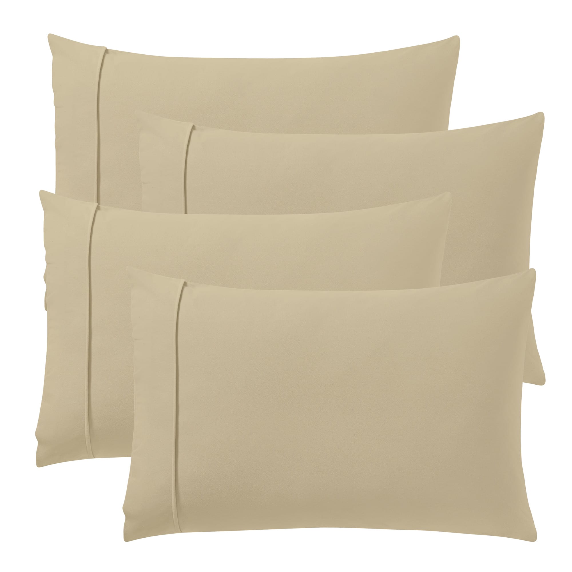 Photos - Pillow SOLID Sweet Home Collection -  Flannel Pillowcases , Ultra Soft, King - Beige BUY-PC-FLAN-K-BGE-4PK (Set of 4)