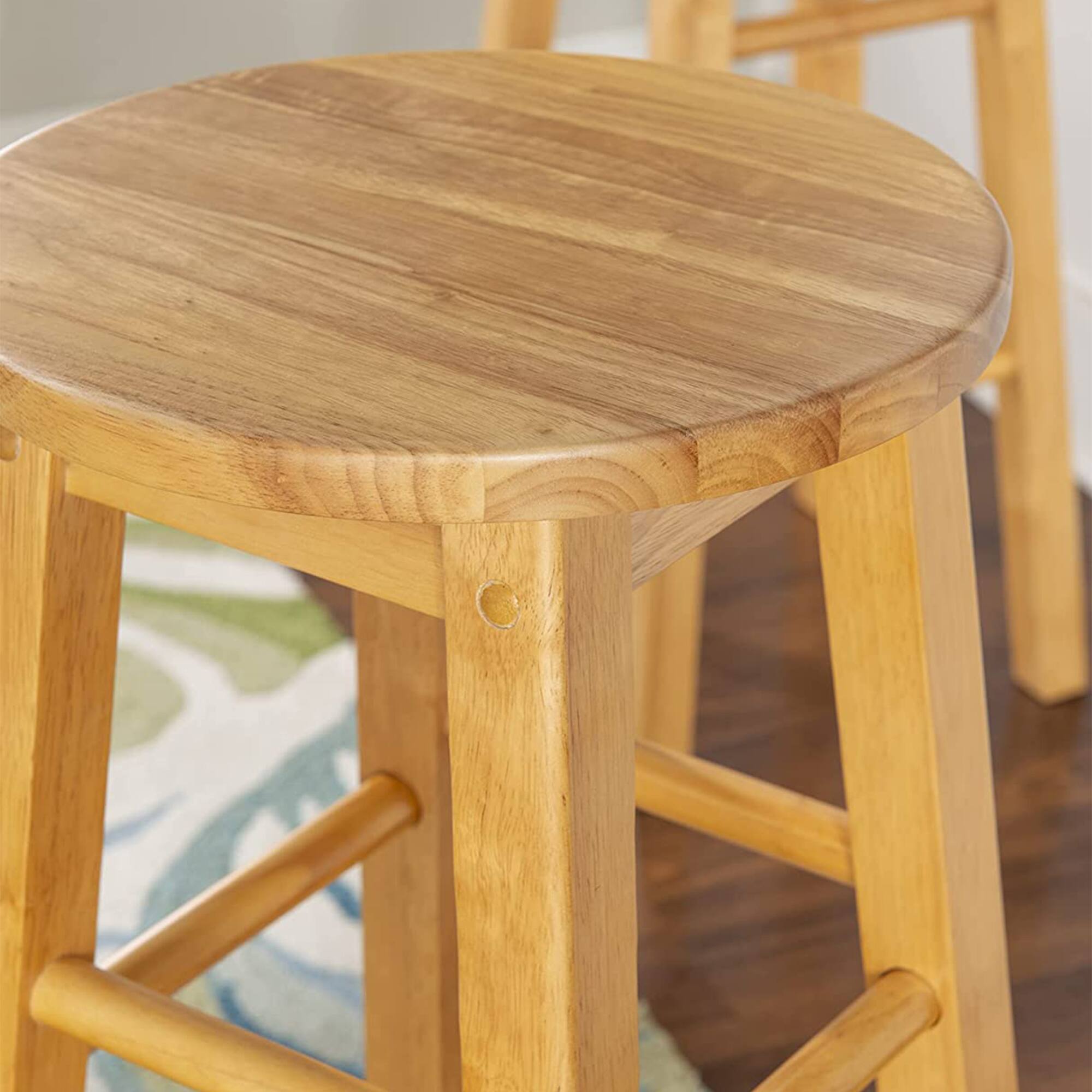 Alt View 4. PJ Wood - PJ Wood Classic Round Seat 29" Tall Kitchen Counter Stools, Natural (Set of 10) - Natural/Brown.