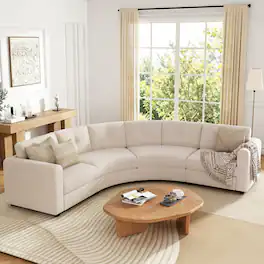 Whisen - 4-Piece Upholstered Modular Sectional Sofa with Button Tufted Back for Living Room - Oatmeal