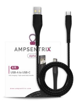 Ampsentrix - 6 ft USB Type C To USB Type A Cable (Alpha) - Black
