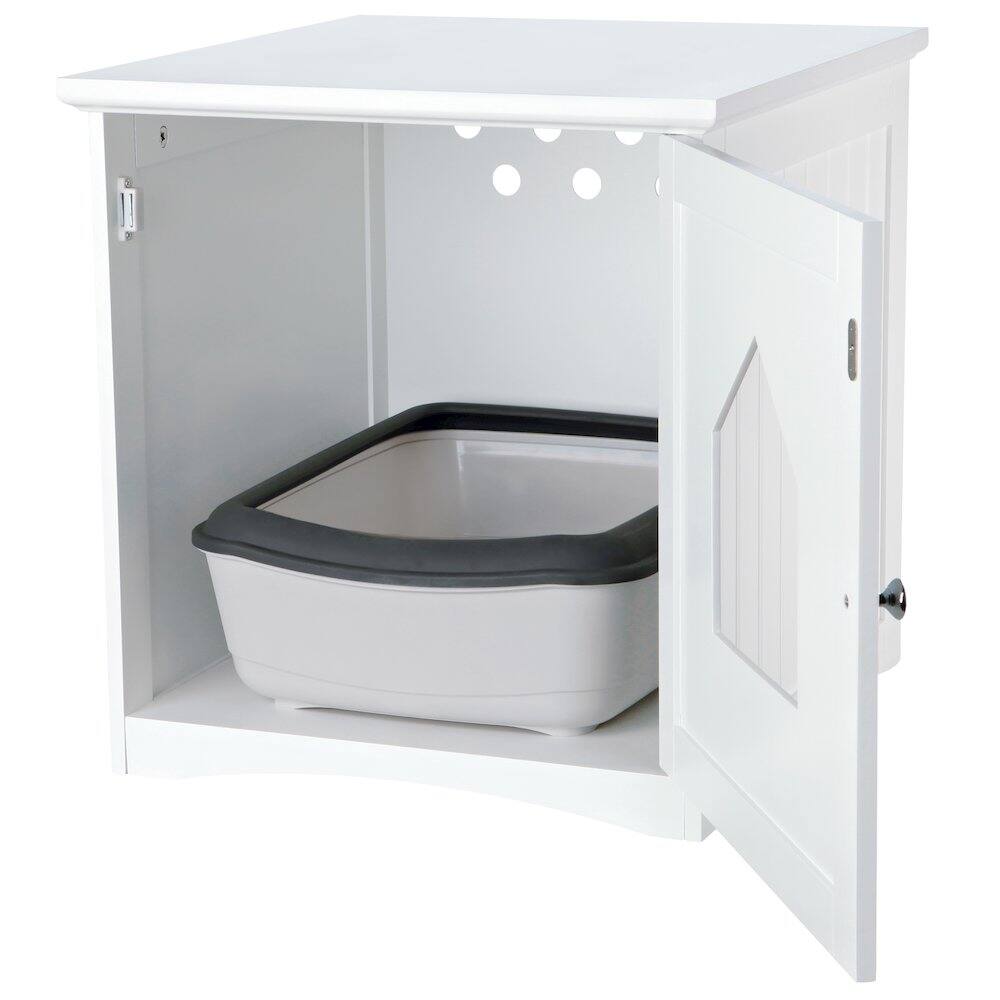 Alt View 1. TRIXIE - Cat Litter Box Enclosure Hidden Litter Indoor Cat Furniture Pet Home - White.