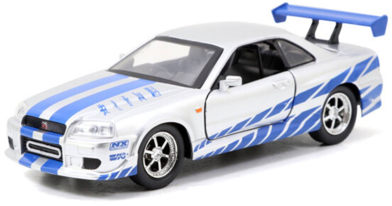 Alt View 2. Jada Toys - Jada Toys - 1:32 Fast & Furious - Brian's Nissan Skyline GT-R R34 Silver & Nissan GT-R R34 Blue Die-Cast Cars Twin Pack - Multicolor.