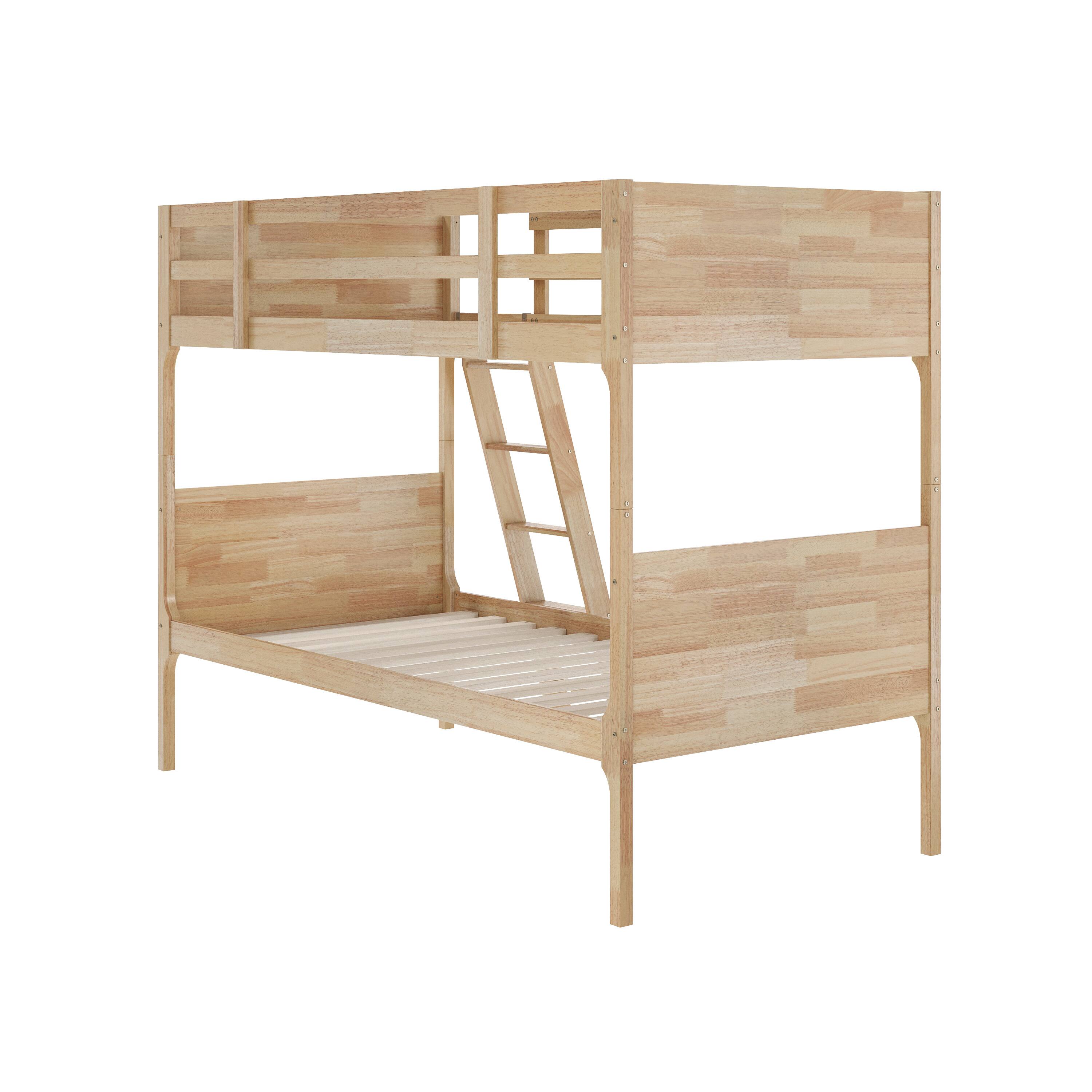 Alt View 1. Emma + Oliver - Samuel Kids Bunk Bed with Convertible, Solid Wood Slatted Frame and Easy-to-Climb Ladder with No Box Spring Required - Natural.