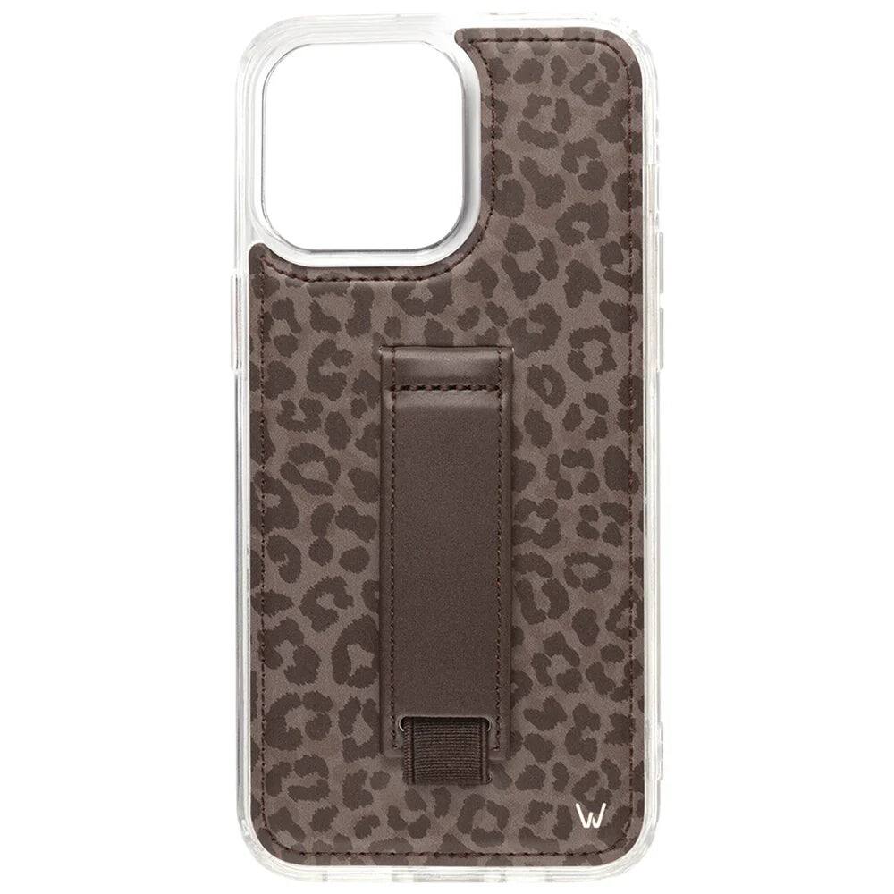 Front. Walli Cases - Walli Cases iPhone 15 Plus Walletless Case with Finger Strap - Shadow Leopard - Shadow Leopard.