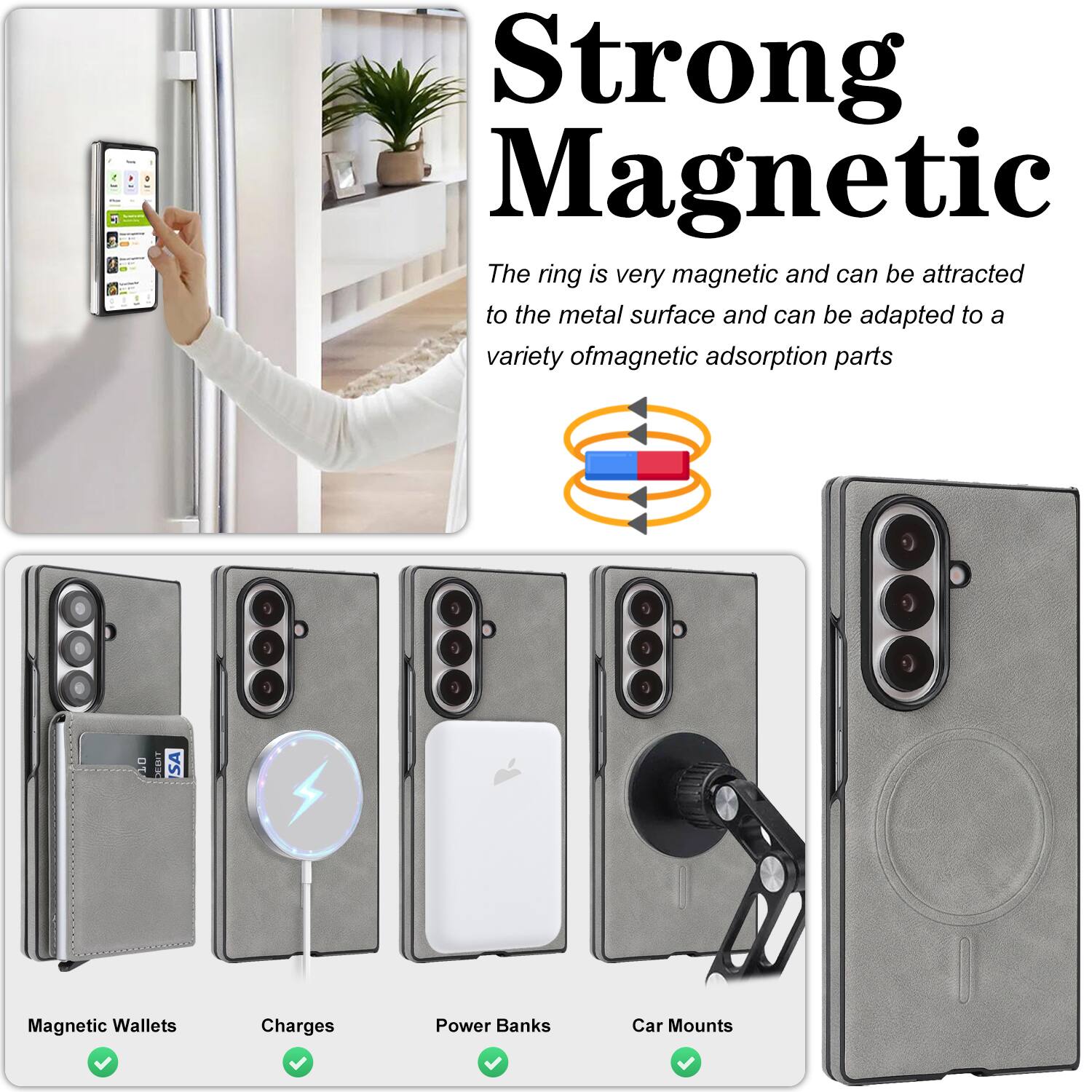 Strong Magnetic

The ring is very magnetic and can be attracted to the metal surface and can be adapted to a variety of magnetic adsorption parts

9 0T SA Magnetic Wallets Charges Power Banks Car Mounts