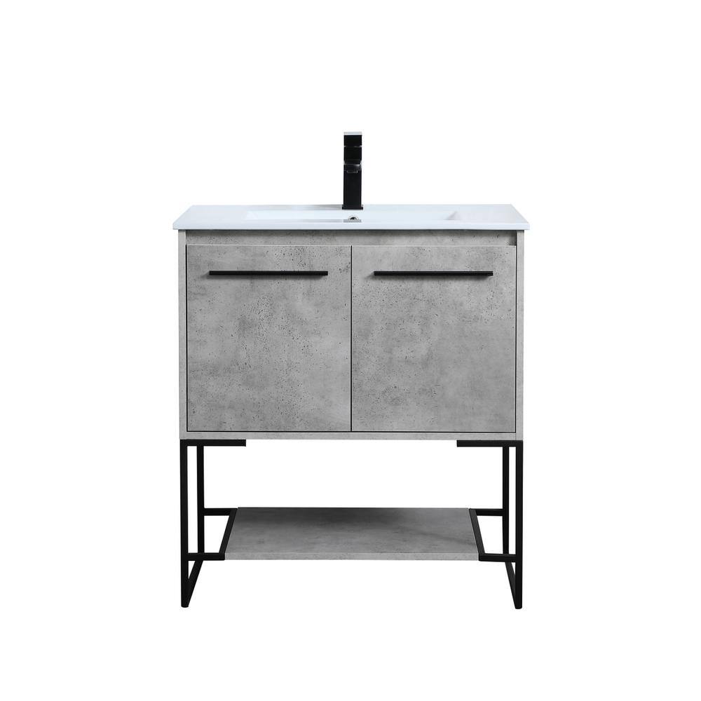Alt View 10. Elegant Kitchen and Bath - 30 inch Single Bathroom Vanity in Concrete Grey - Concrete Grey.
