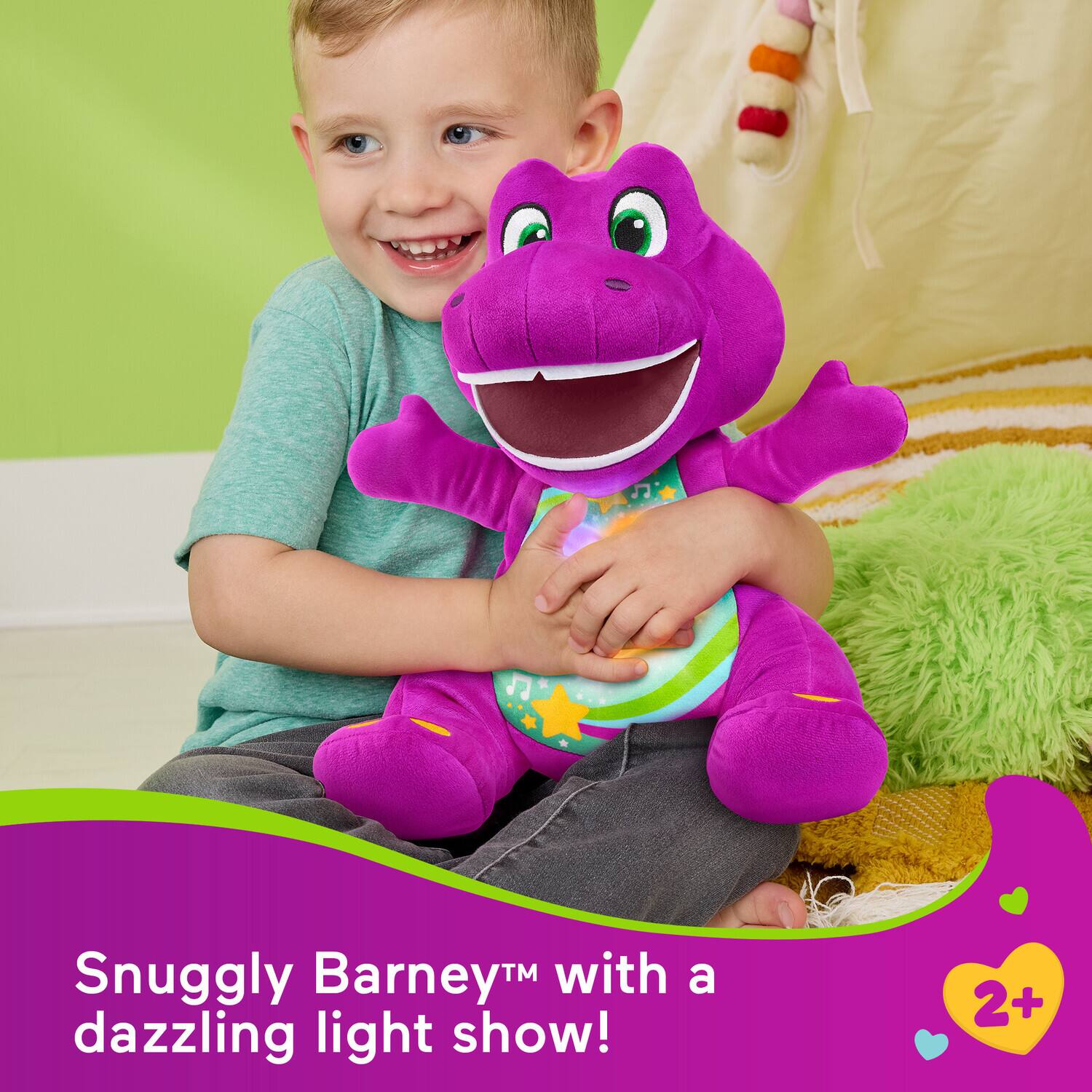 Snuggly Barney™ with a dazzling light show! 2+