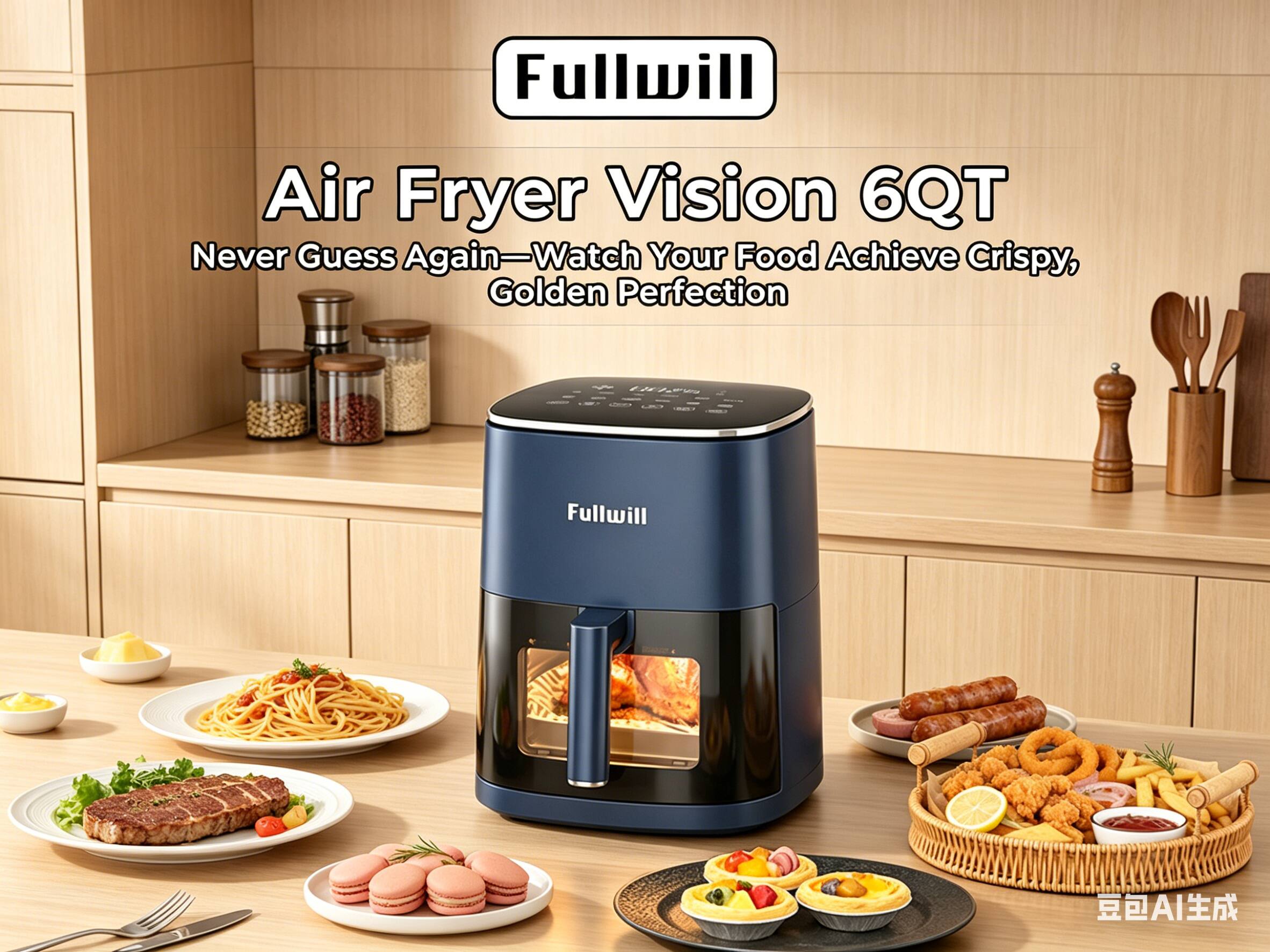 Fullwill Air Fryer Vision 6QT  
Never Guess Again—Watch Your Food Achieve Crispy, Golden Perfection