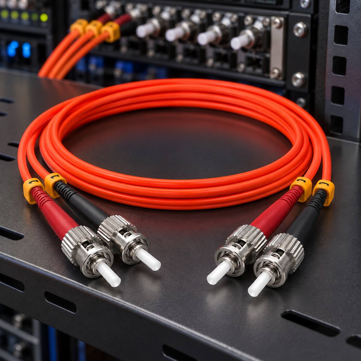 Left. Sanoxy - 2 Meters ST to ST Duplex 62.5/125 Multimode OM1 Fiber Optic Cable - Multi.
